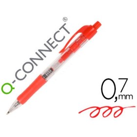 Boligrafo q-connect rojo retractil con sujecion de caucho