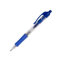 Boligrafo q-connect azul retractil con sujecion de caucho