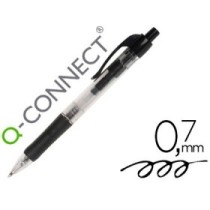 Boligrafo q-connect negro retractil con sujecion de caucho