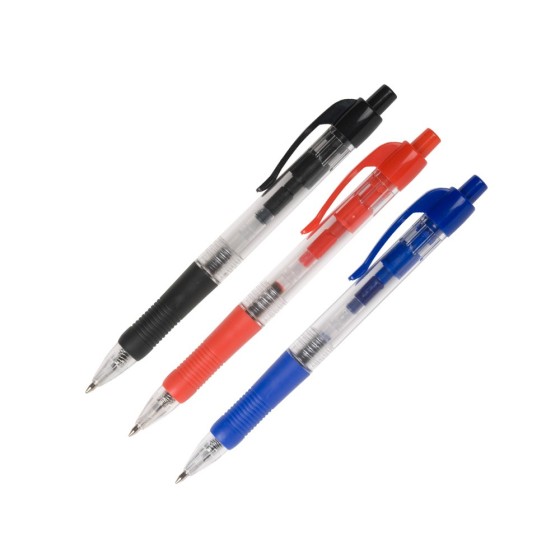 Boligrafo q-connect negro retractil con sujecion de caucho