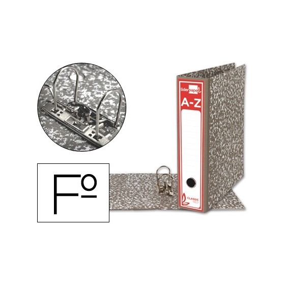 Archivador de palanca liderpapel folio classic red carton entrecolado sin rado lomo 80mm gris compresor metalico