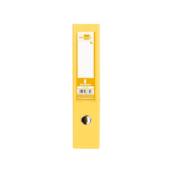 Archivador de palanca liderpapel folio documenta forrado pvc con rado lomo 75mm amarillo compresor metalico