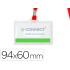 Identificador q-connect kf03303 con cordon plano rojo y apertura lateral 94x60 mm