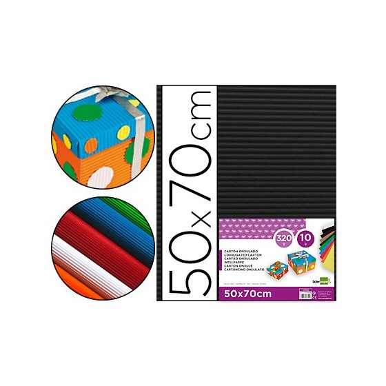 Carton ondulado liderpapel 50 x 70cm 320g/m2 negro
