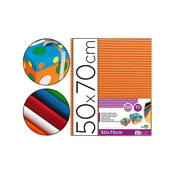Carton ondulado liderpapel 50 x 70cm 320g/m2 naranja