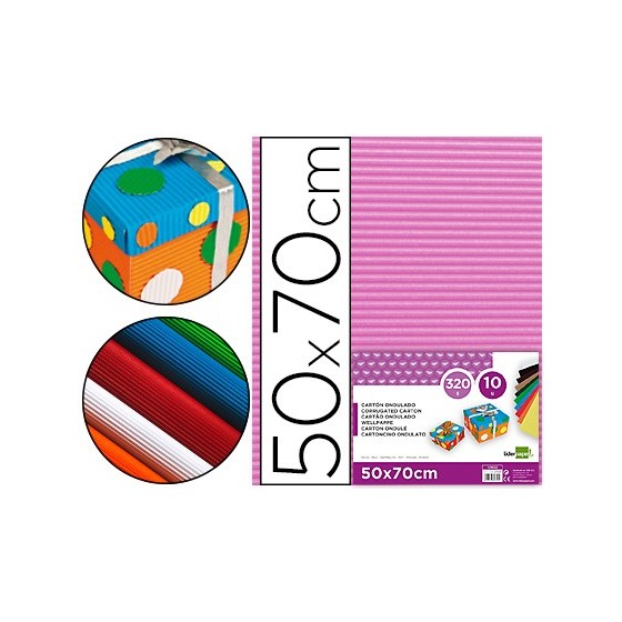 Carton ondulado liderpapel 50 x 70cm 320g/m2 rosa