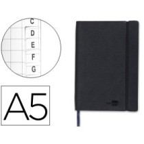 Libreta indice liderpapel similpiel a5 120 hojas 70g/m2 color negro