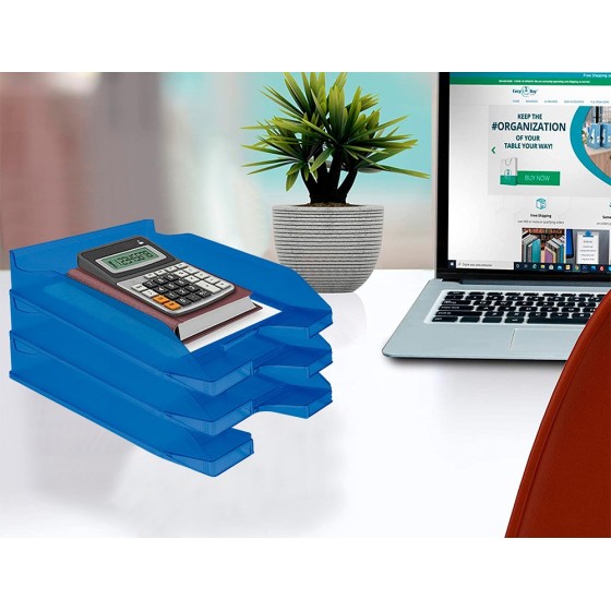 Bandeja sobremesa plastico q-connect azul transparente 240x70x340 mm