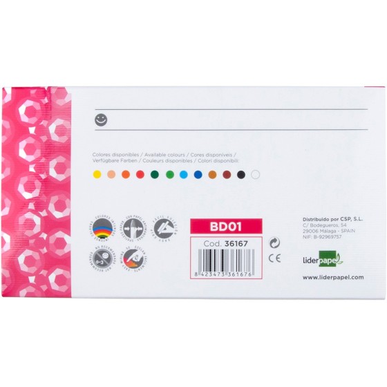 Lapices cera blanda liderpapel caja de 12 unidades colores surtidos