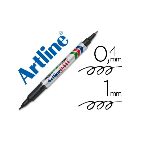 Rotulador artline marcador permanente ek-041t negro -doble punta 0.4 y 1.0 mm