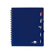 Cuaderno espiral liderpapel a4 micro executive tapa plastico 100h 80 gr cuadro 5mm 5 separadores con gomilla azul