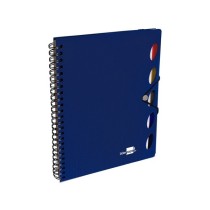 Cuaderno espiral liderpapel a4 micro executive tapa plastico 100h 80 gr cuadro 5mm 5 separadores con gomilla azul