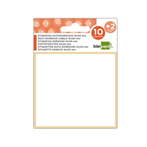 Etiquetas liderpapel sobre de 10 h. + 2 h. obsequio 24x38 mm -9 unidades por hoja