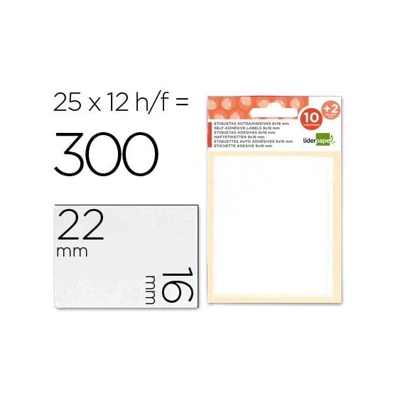 Etiquetas liderpapel sobre de 10 h. + 2 h. obsequio 16x22 mm -25 unidades por hoja
