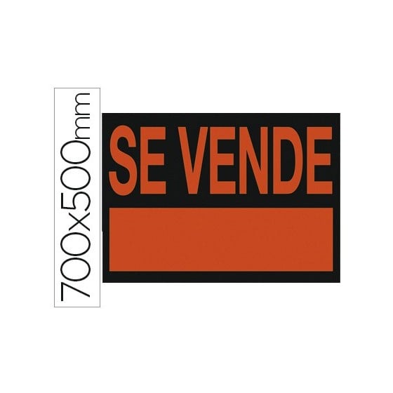 Cartel plastico \"se vende\" rojo fluorescente 700x500 mm
