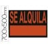 Cartel plastico \"se alquila\" rojo fluorescente 700x500 mm