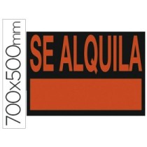 Cartel plastico \"se alquila\" rojo fluorescente 700x500 mm