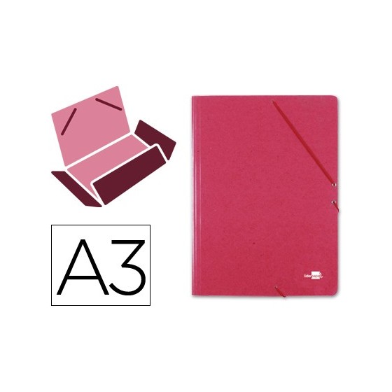Carpeta liderpapel gomas a3 3 solapas carton prespan roja