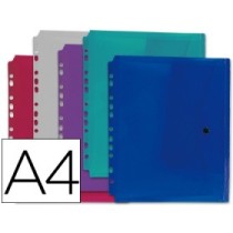 Carpeta liderpapel dossier broche 36669 polipropileno din a4 pack de 5 col.surtidos transparente multitaladro