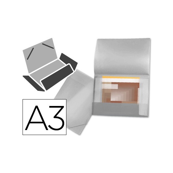 Carpeta liderpapel portadocumentos 44804 solapas polipropileno din a3 transparente translucido lomo flexible