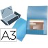 Carpeta liderpapel portadocumentos 44802 solapas polipropileno din a3 azul translucido lomo flexible