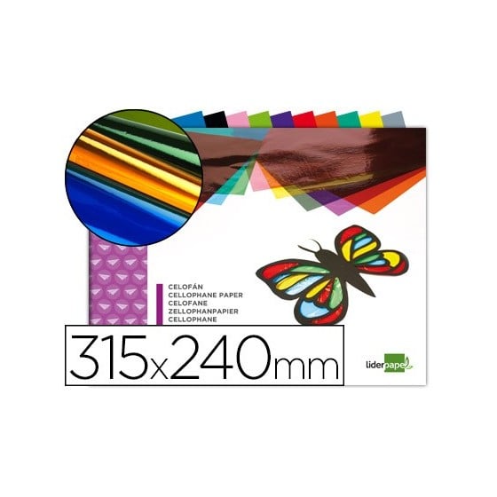 Bloc trabajos manuales liderpapel celofan 240x315mm 10 hojas colores surtidos