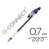 Boligrafo q-connect delta azul sujecion de caucho con capuchon