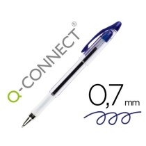 Boligrafo q-connect delta azul sujecion de caucho con capuchon