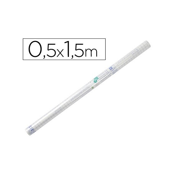 Rollo plastico adhesivo liderpapel 0,50x1,50 mt. 8o micras forralibros removible