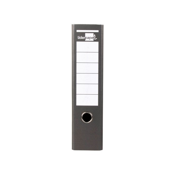 Archivador de palanca liderpapel folio carton forrado sin rado lomo 80mm negro compresor metalico