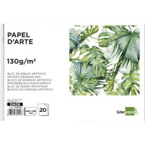 Bloc dibujo liderpapel artistico espiral 460x325mm 20 hojas 130g m2 sin recuadro perforado