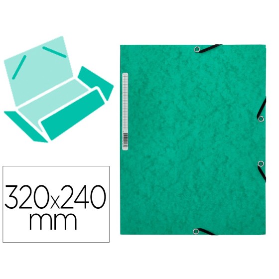 Carpeta q-connect gomas kf02168 carton simil-prespan solapas 320x243 mm verde