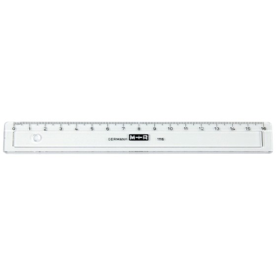 Regla m+r 16 cm plastico transparente con bisel