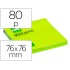 Bloc de notas adhesivas quita y pon q-connect 76x76 mm verde neon 80 hojas