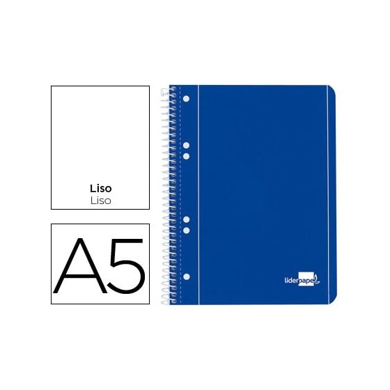Cuaderno espiral liderpapel a5 micro serie azul tapa blanda 80h 75 gr liso 6taladros azul