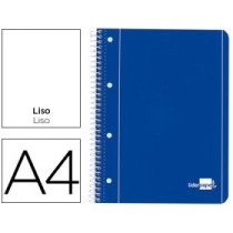 Cuaderno espiral liderpapel a4 micro serie azul tapa blanda 80h 75 gr liso con margen 4 taladros azul