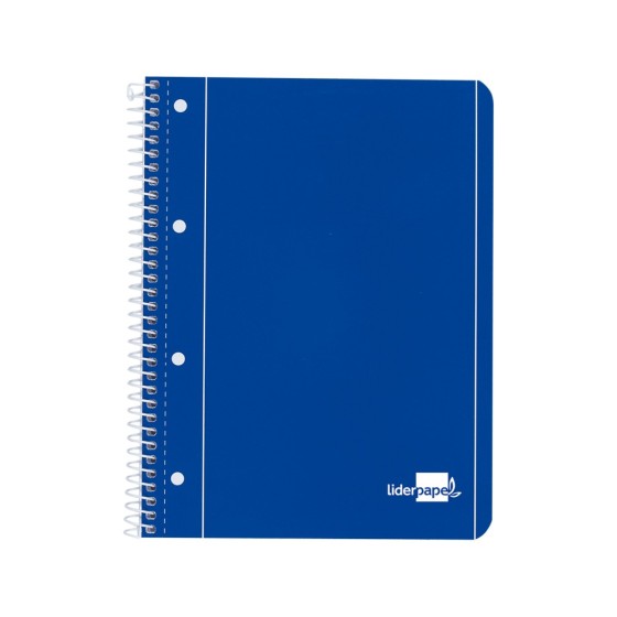 Cuaderno espiral liderpapel a4 micro serie azul tapa blanda 80h 75 gr liso con margen 4 taladros azul