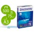 Papel fotocopiadora discovery din a3 75 grs. papel multiuso ink-jet y laserpaquete de 500 hojas