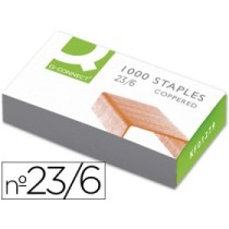 Grapas q-connect nº 23/6 cobreadas caja de 1000 unidades
