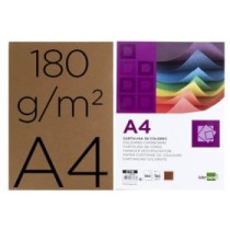 Cartulina liderpapel a4 180g/m2 marron paquete de 100 hojas