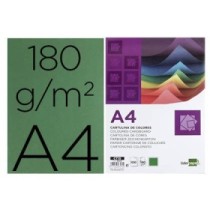 Cartulina liderpapel a4 180g/m2 verde abeto paquete de100 hojas