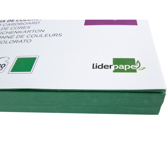 Cartulina liderpapel a4 180g/m2 verde abeto paquete de100 hojas