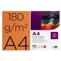 Cartulina liderpapel a4 180g/m2 naranja fuerte paquetede 100 hojas