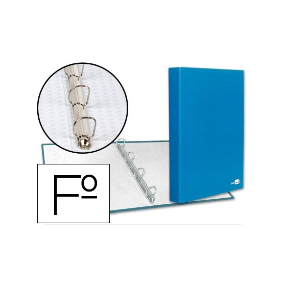 Carpeta de 4 anillas 25mm mixtas liderpapel folio carton forrado paper coat celeste