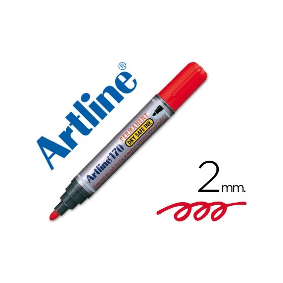 Rotulador artline marcador permanente 170 rojo punta redonda 2 mm antisecado