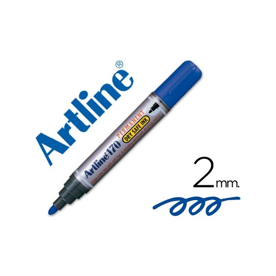Rotulador artline marcador permanente 170 azul punta redonda 2mm antisecado