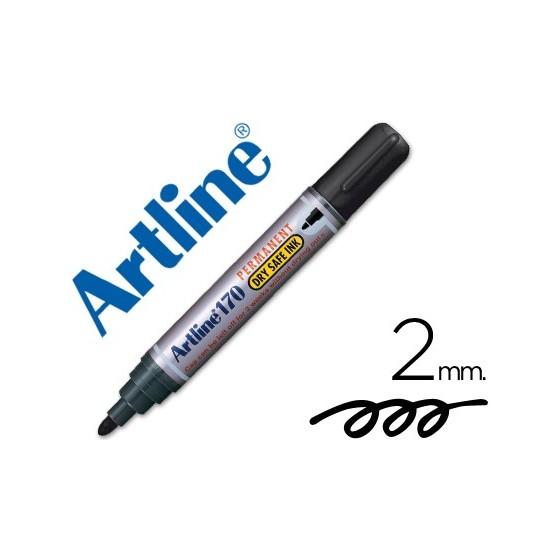 Rotulador artline marcador permanente 170 negro punta redonda 2 mm antisecado