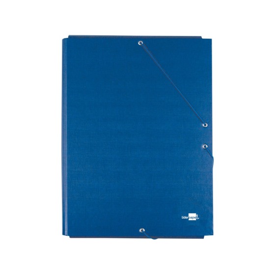 Carpeta liderpapel gomas folio 3 solapas carton forrado azul