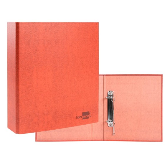 Carpeta de 2 anillas 25mm mixtas liderpapel folio carton cuero forrado compresor plastico