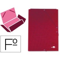 Carpeta liderpapel gomas folio 3 solapas carton forrado roja
